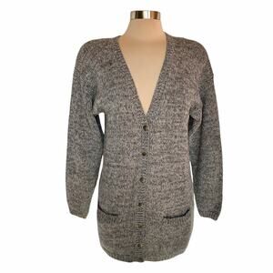 Portraits Northern Isles Ramie Cotton Blend Gray Cardigan Sweater MED Minimalist